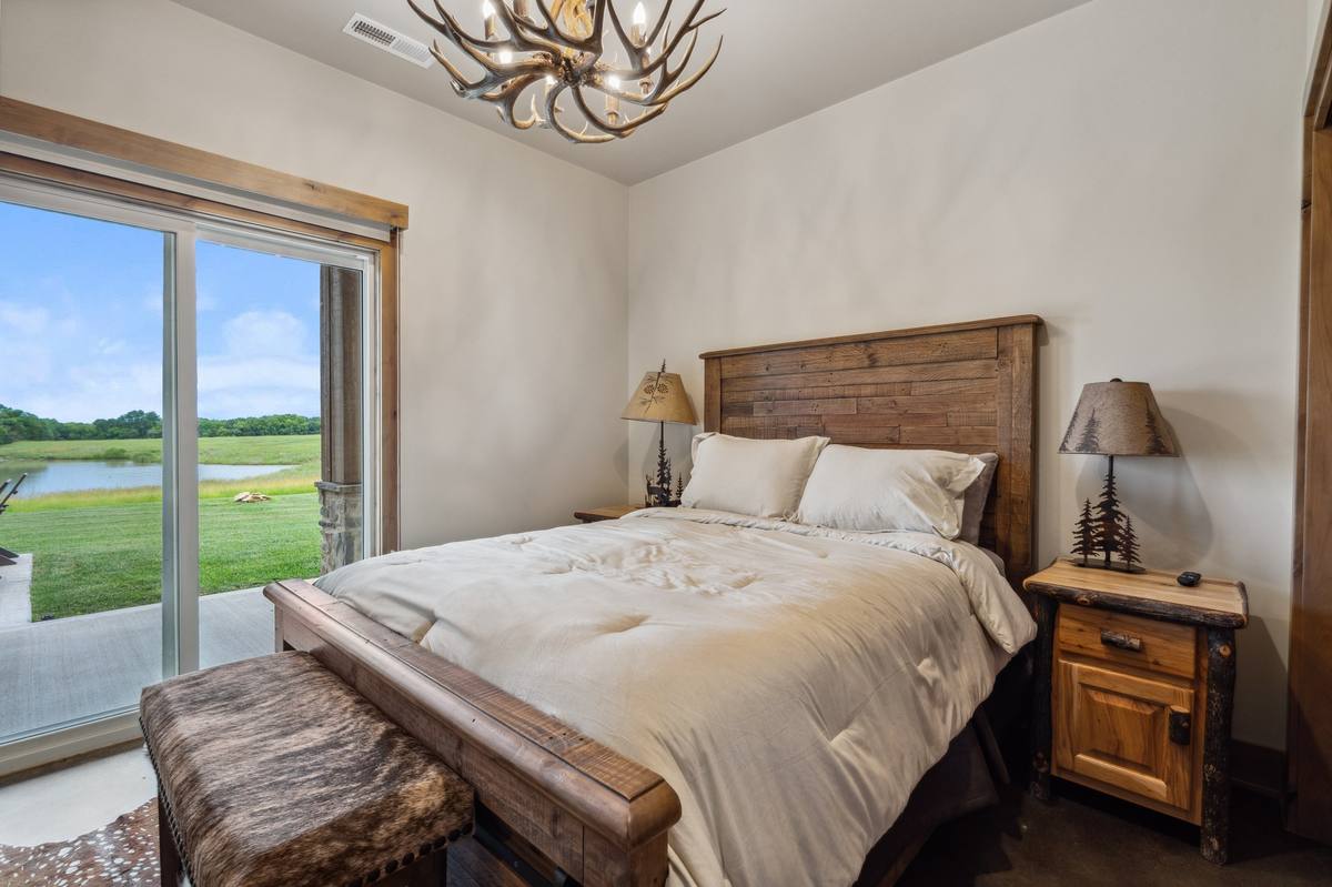 Bedroom with pond view